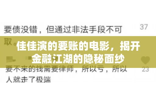 佳佳演的要账的电影，揭开金融江湖的隐秘面纱