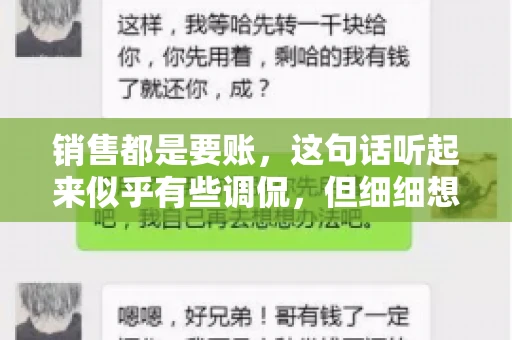 销售都是要账，这句话听起来似乎有些调侃，但细细想来，其中却蕴含着销售的艰辛与无奈。在销售行业中，要账确实是一项不可或缺的工作，它不仅考验着销售人员的沟通技巧，更考验着他们的耐心和毅力。今天，我们就来聊聊销售与要账的那些事儿。